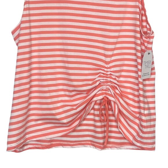 Time And Tru Cinch Front Tank Top Womens Size XXXL Coral White Striped New - Picture 4 of 11